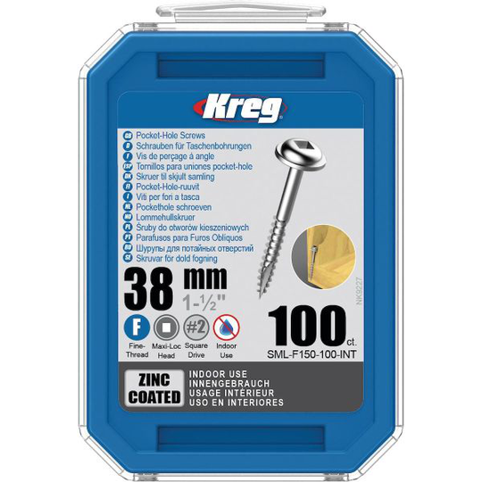 Kreg SML-F150-100-INT Skruv 38 mm Ø, förzinkad, Maxi-Loc 100-pack