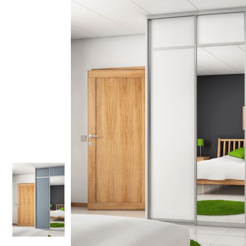 London Skjutdörr Vit/Grå + Spegel 1730 mm 2 dörrar