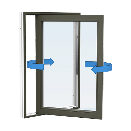 Energi Aluminium Sideswing-fönster 8, 11, Olivgrön