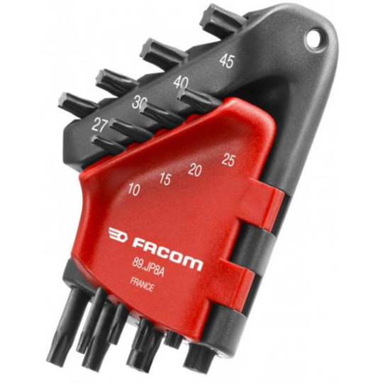 Facom 89.JP8A Torxnyckelsats T10-T45, extra stor hållare, 8 st.