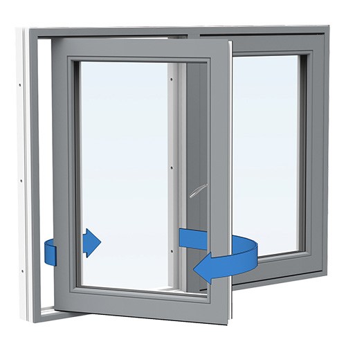 Energi Aluminium Sideswing-fönster 13, 19, Askgrå