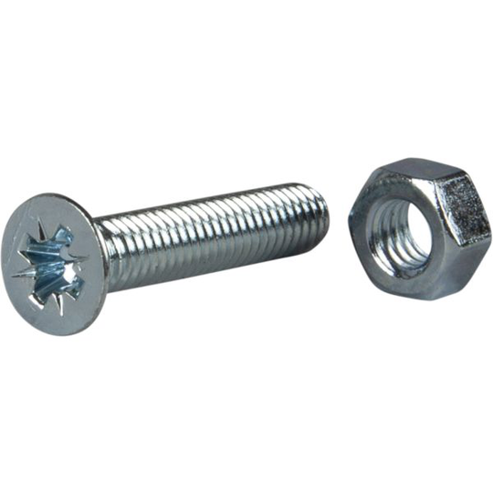 ESSVE 530062 Maskinskruv med mutter MFX, försänkt, FZB M4 x 30 mm, 12-pack