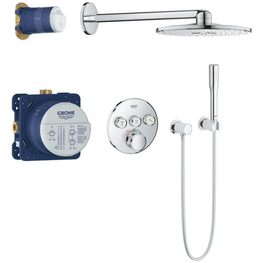 Grohe Grohtherm SmartControl Takduschset med Rainshower smartactive 310 Rund huvuddusch