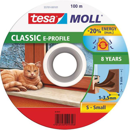 Tesa E-list 55701-00101-00 Tätningslist EPDM, 100 m, 9 mm x 4 mm Brun
