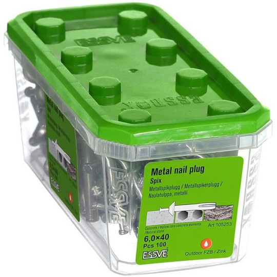 ESSVE Spix ZN Metallspikplugg 100-pack 6,0x40mm