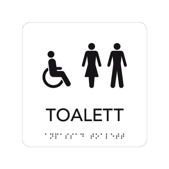 UniGraphics 6705359 Skylt rullstol/toalett, taktil, 150 x 150 mm Vit, svart text