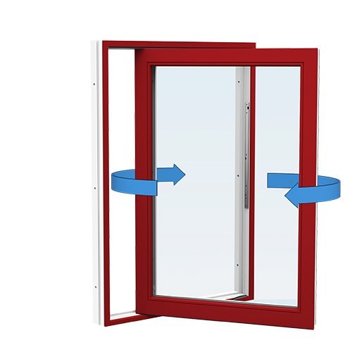 Energi Aluminium Sideswing-fönster 9, 13, Röd