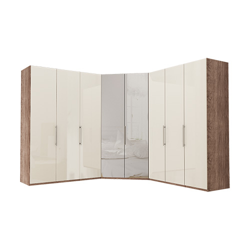 Garderob Atlanta - Mörk rustik ek 236 cm, 150 + walk-in + 150