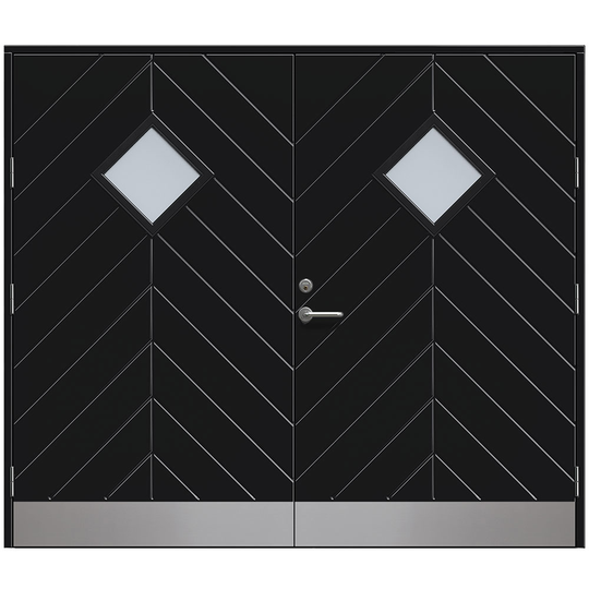Slagport Saxtorp 2400 x 2100 mm, Frostat glas, Svart