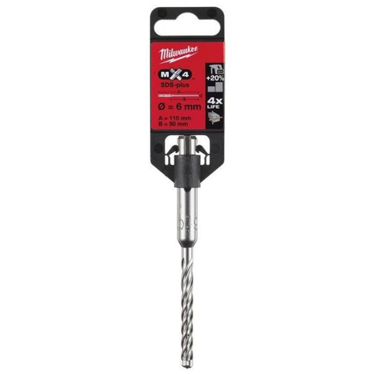 Milwaukee MX4 Hammarborr SDS-Plus, 4-skärs 6x115 mm