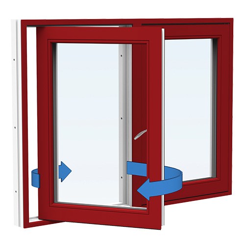 Energi Aluminium Sideswing-fönster 12, 13, Röd