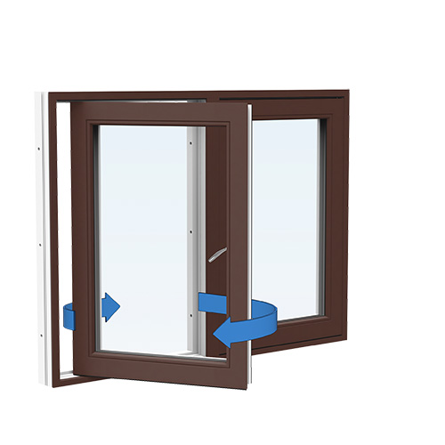 Energi Aluminium Sideswing-fönster 14, 17, Nötbrun