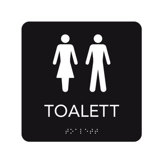 UniGraphics 6705354 Skylt toalett, taktil, 150 x 150 mm Svart, vit text