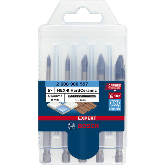 Bosch Expert HEX-9 Hardceramic Kakelborrsats 5 delar. 4-10 mm