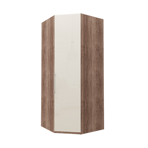 Hörngarderob Atlanta garderob 216 cm, Mörk rustik ek, Magnolia glas