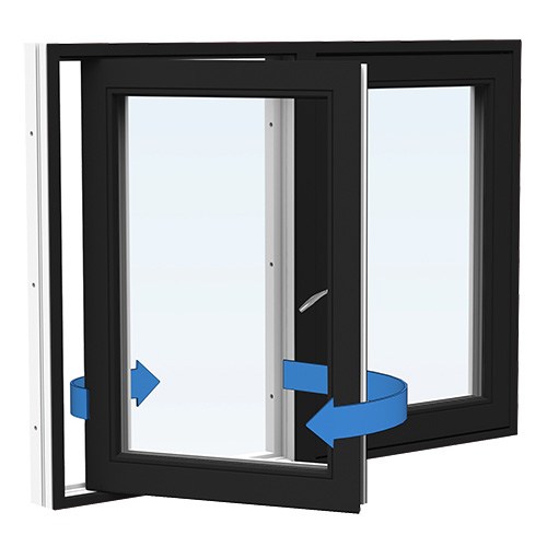 Energi Aluminium Sideswing-fönster 9, 19, Svart