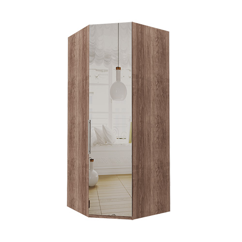 Hörngarderob Atlanta garderob Spegel, 236 cm, Mörk rustik ek