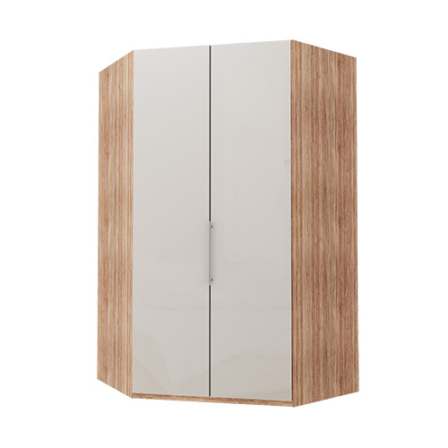 Walk-in garderober Atlanta garderob Vitt glas, 216 cm, Ljus rustik ek