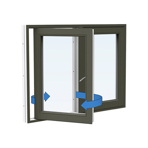Energi Aluminium Sideswing-fönster 16, 9, Olivgrön