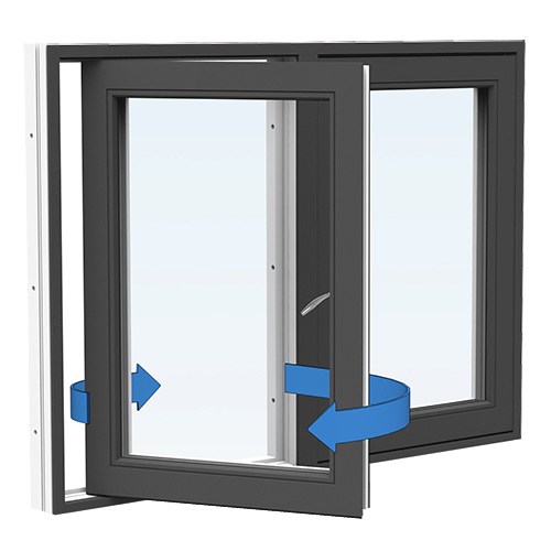 Energi Aluminium Sideswing-fönster 14, 9, Antracitgrå