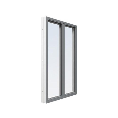 Energi Aluminium Fast fönster med mittpost 13, 5, Askgrå