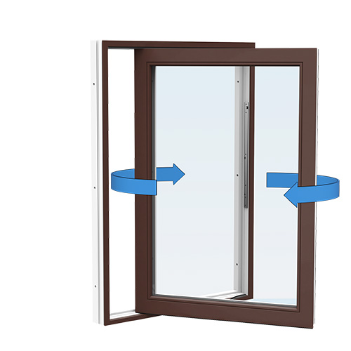 Energi Aluminium Sideswing-fönster 9, 7, Nötbrun