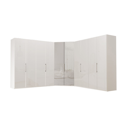 Garderob Atlanta - Vit 236 cm, Vitt glas, 200 + walk-in + 200