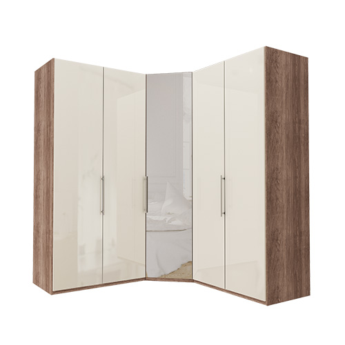 Garderob Atlanta - Mörk rustik ek 216 cm, 100 + hörn + 100