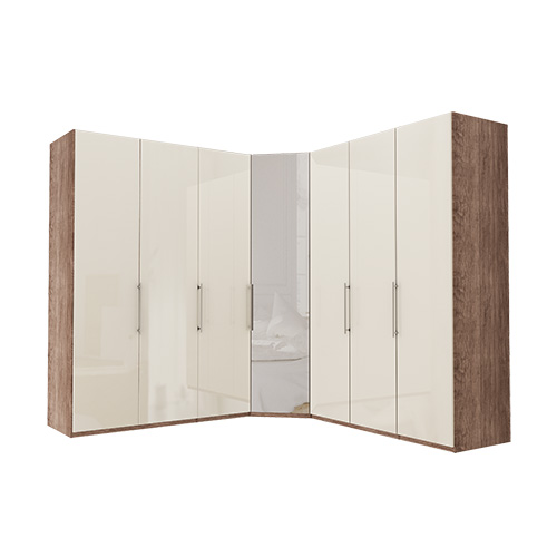 Garderob Atlanta - Mörk rustik ek 216 cm, 150 + hörn + 150