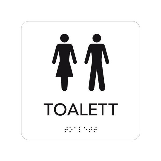 UniGraphics 6705355 Skylt toalett, taktil, 150 x 150 mm Vit, svart text